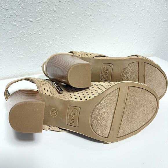 Circus by Sam Edelman Size 10 Womens Emerson Peep Toe Heel Bootie Luggage Brown - Picture 6 of 7